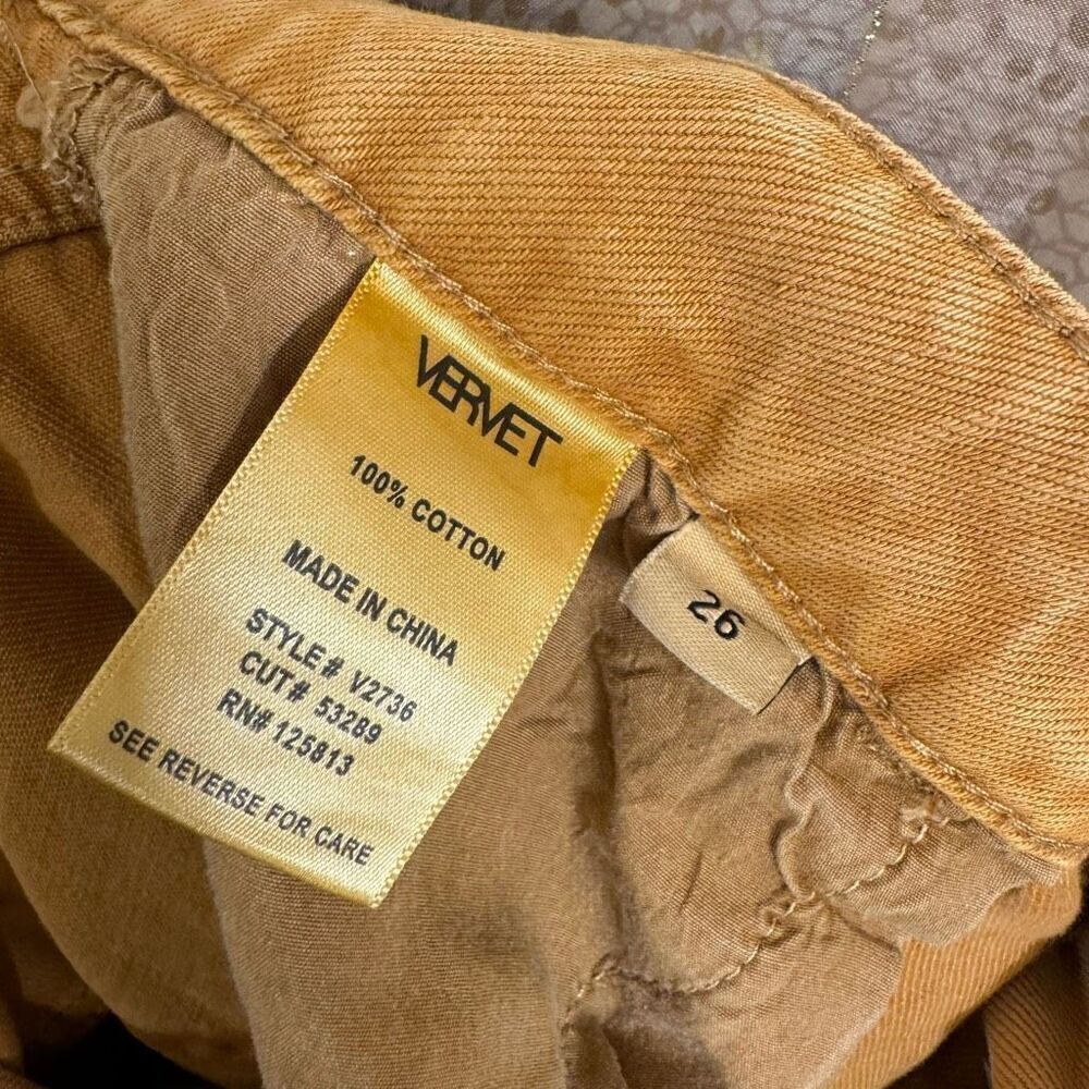 Vervet Leslie Distressed Golden Mustard 90s Vintage Flare Jeans Size 26 - Picture 5 of 9